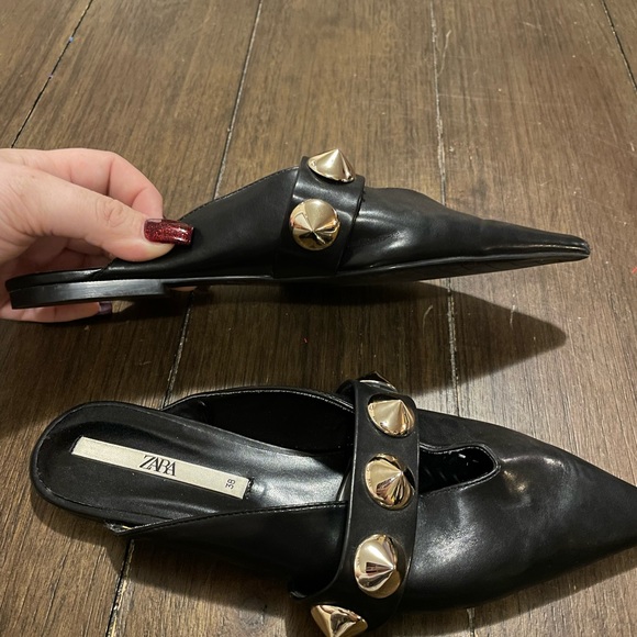 Zara leather Mules with golden Studs - Picture 4 of 5